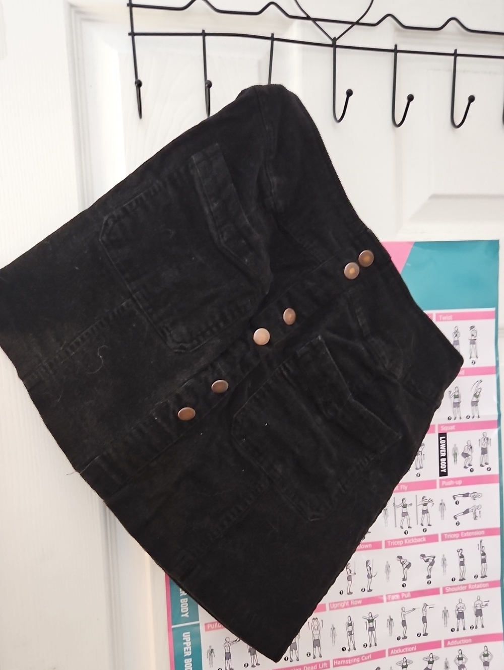 living doll Black Corduroy Button-Front Mini Skirt